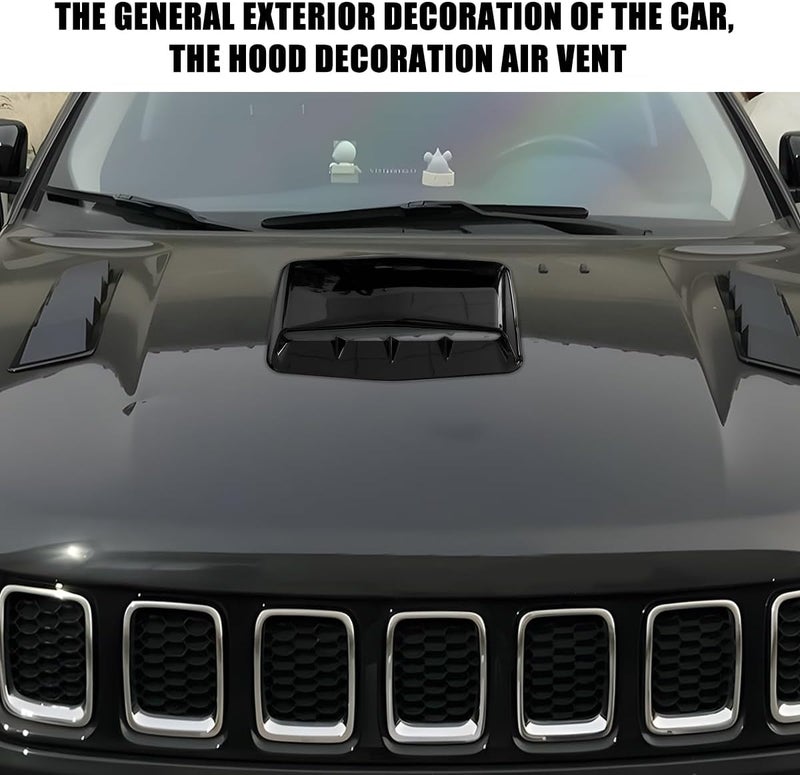 FALVFUN Car Hood Vents, Vehicle Scoop Turbo Bonnet Hood Air Flow Intake Cover, Automotive Exterior Decorative Engine Cooling Intake Vent Trim Accessories, Universal for SUV RV Truck (Black) - Image 5